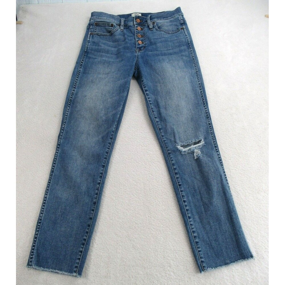 J Crew Factory Women's Sz. 28 Straight Vintage Jeans Button Fly Crop Blue
